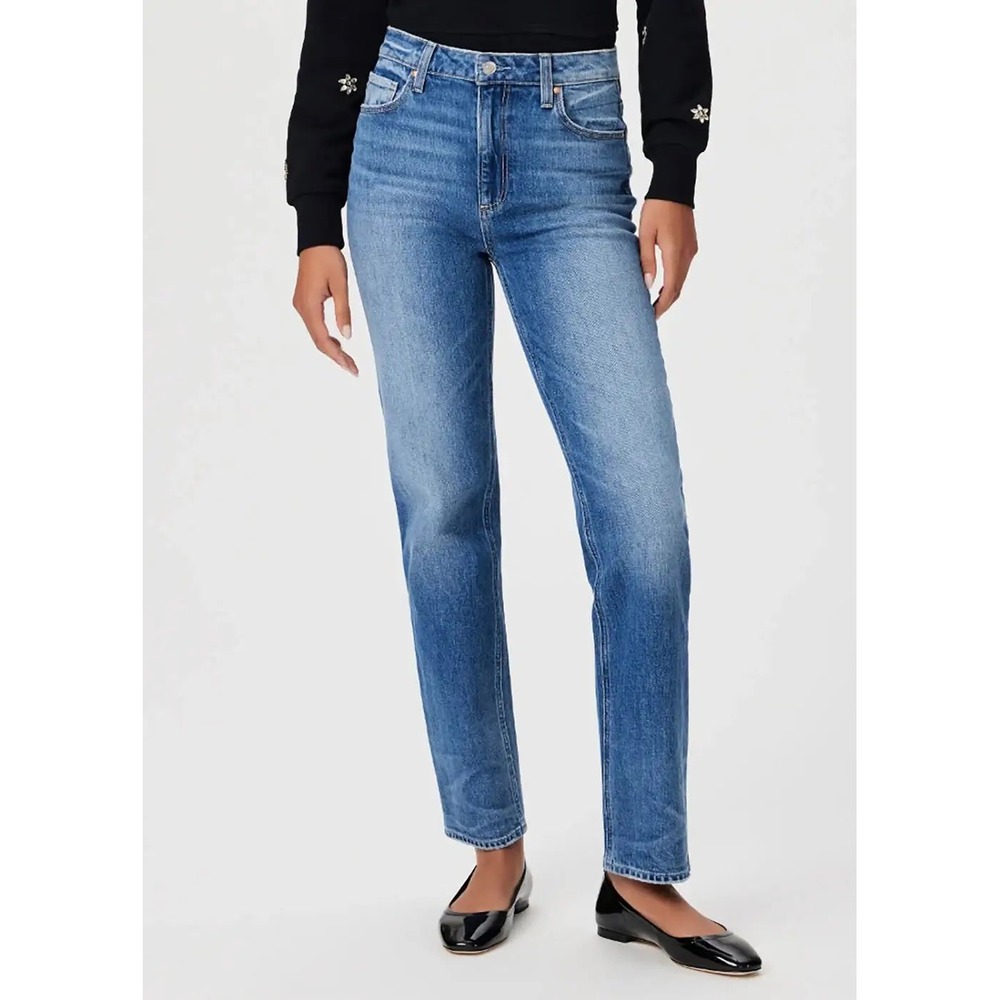 PAIGE Stella High Rise Modern Straight Leg Stronghold Jeans Blue 31 NEW $239